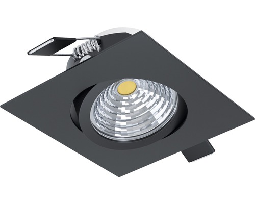 Spot LED încastrat Saliceto 6W 380 lumeni, 2700K variabil, 88x88 mm, negru