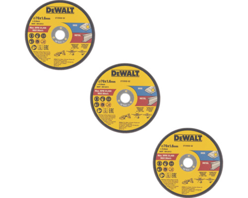 Trei discuri de tăiere DeWalt 76x1,6 milimetri pentru metal