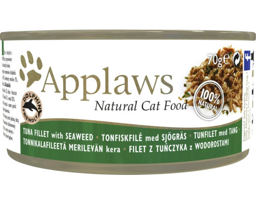 Hrană umedă pentru pisici Applaws Adult cu file de ton și alge marine în supă 70 g