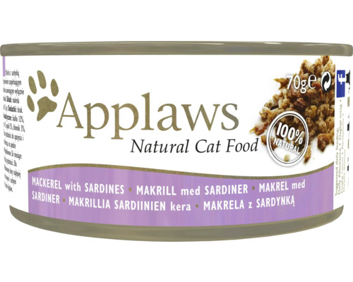 Hrană umedă pentru pisici Applaws Adult cu file macrou și sardine 70 g