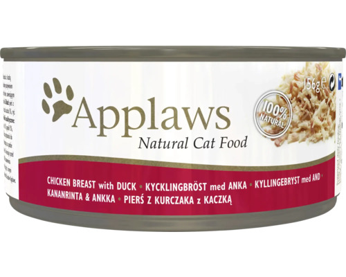 Hrană umedă pentru pisici Applaws Adult cu piept de pui și rață în supă 156 g
