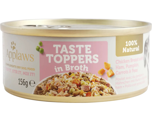 Hrană umedă pentru câini Applaws Taste Toppers Adult cu pui și șuncă în supă fără cereale 156 g