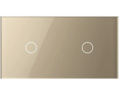 Panou din sticlă Livolo auriu, pentru 2 x întrerupător simplu cu touch