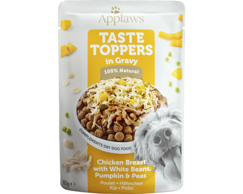 Hrană umedă pentru câini Applaws Taste Toppers Adult cu pui și legume în sos fără cereale 85 g
