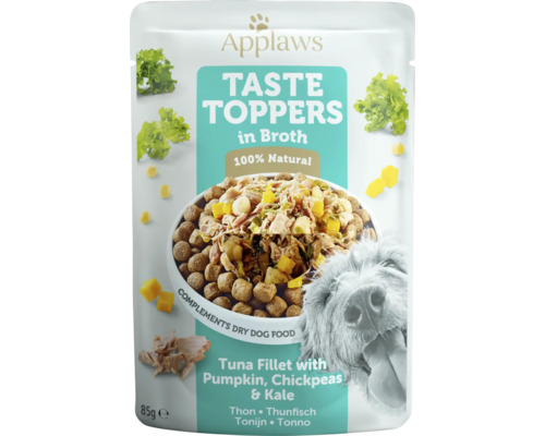 Hrană umedă pentru câini Applaws Taste Toppers Adult cu ton și legume în supă fără cereale 85 g