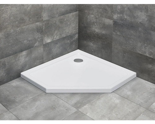 Cădiță de duș pentagonală Radaway Doros Plus PT 90x90x4 cm acril alb SDRPTP9090-01