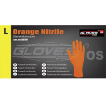 Mănușă de nitril portocalie cu structură de diamant