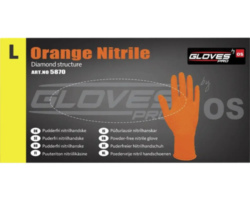 Mănuși nitril de unică folosință Glovespro orange, 50 bucăți (25 perechi), mărimea L