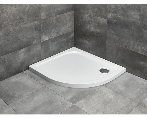 Cădiță de duș semirotundă Radaway Delos E 80x90x4,5 cm acril alb SDE8090-01R