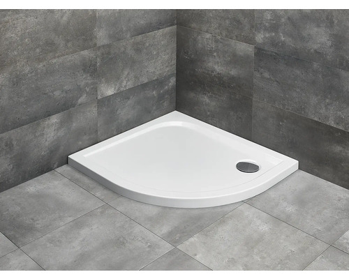 Cădiță de duș semirotundă Radaway Delos E 90x80x4,5 cm acril alb SDE9080-01L
