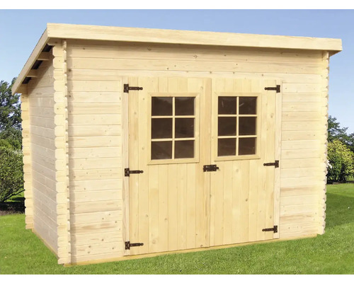 Căsuță de grădină din lemn cu ușă dublă și ferestre