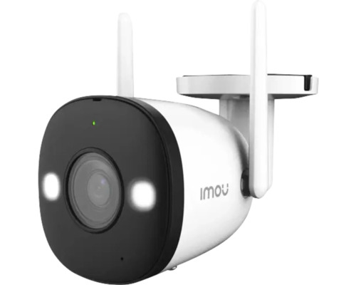 Cameră de supraveghere exterioară cu antene și suport de perete