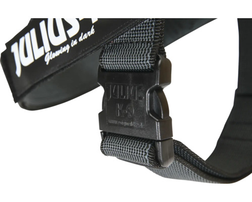 Prim-plan cu hamul pentru câini Julius K9 cu bandă și închidere