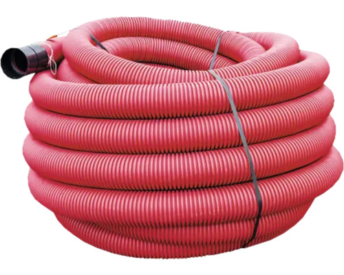 Țeavă de drenaj din plastic înfășurată cu manșon