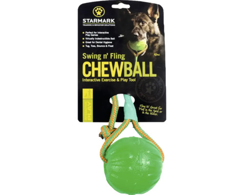 Starmark Swing n'' Fling Chewball pentru câini, jucărie interactivă pe sfoară