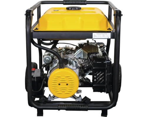 Generator cu rezervor galben și cadru negru