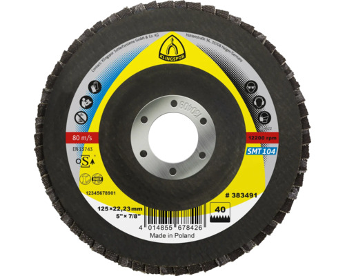 Disc lameral frotal Klingspor SMT 104 Ø125x22,23 mm granulație 40, pentru metal