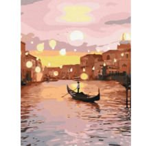 Pictură cu gondolă pe un canal în Veneția