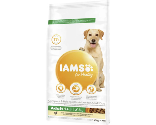 Hrană uscată pentru câini IAMS Vitality Adult Talie Mare cu pui 12 kg