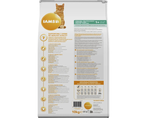 Hrană pentru pisici Iams pentru pisici sterilizate de la un an, pachet de 10 kilograme