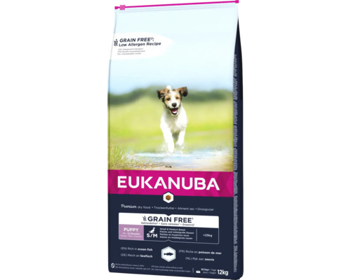 Hrană uscată pentru câini EUKANUBA Puppy Talie Mică/ Medie cu pește fără cereale 12 kg