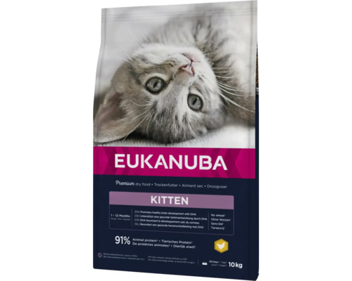 Hrană uscată pentru pisici EUKANUBA Kitten cu pui 10 kg Eukanuba hrană uscată pentru pisoi, 10 kilograme