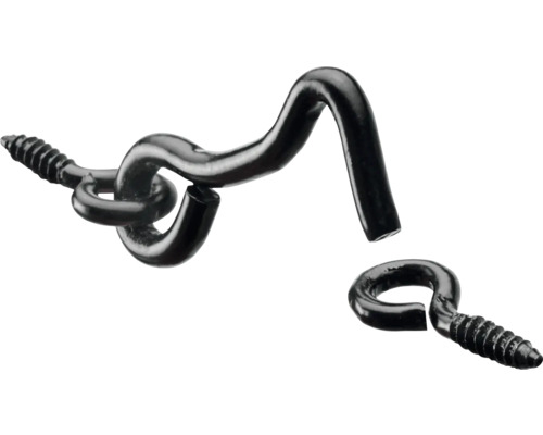 Cârlig de furtun 6x37mm Hettich, oțel negru Cârlig cu filet și ochet din metal