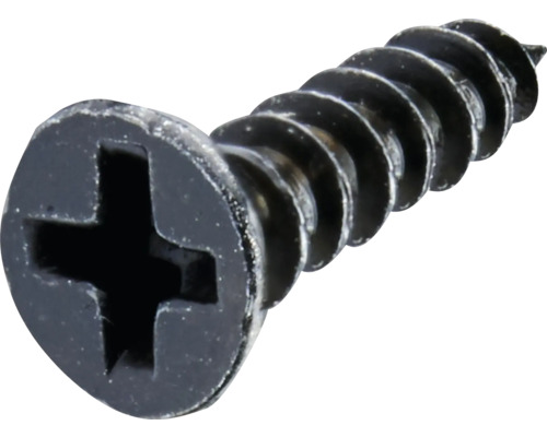Șurub negru cu cap cruce în detaliu