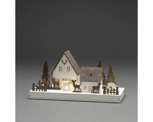 Decorațiune din lemn cu LED Konstsmide Casa din pădure alb cald