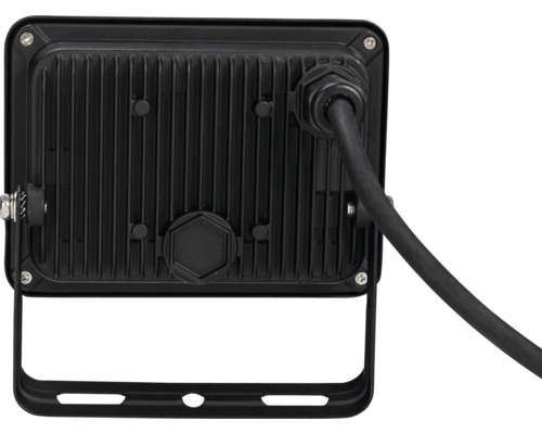 Spatele unui reflector LED cu aripioare de răcire și cablu