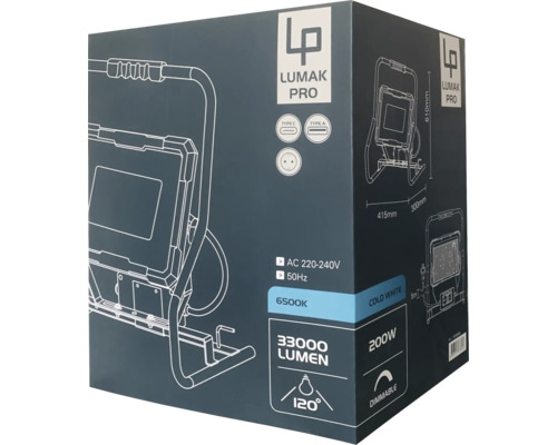 Ambalaj reflector Lumak Pro cu detalii tehnice precum lumeni, wați și temperatura de culoare