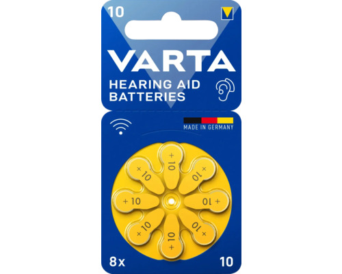 Baterii aparat auditiv Varta 10 1,45V, pachet 8 bucăți Baterii pentru aparate auditive Varta mărimea 10, pachet cu opt bucăți