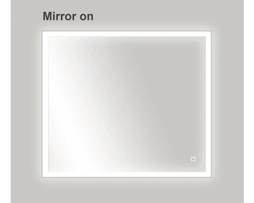 Oglindă de baie dreptunghiulară pornită cu iluminare cu LED