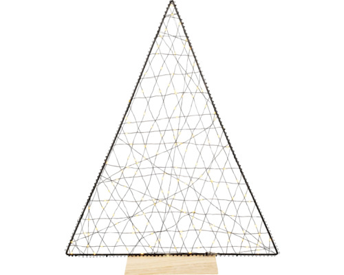 Copac decorativ din sârmă cu iluminare LED pe bază de lemn