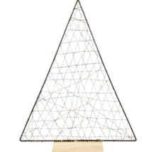 Brad decorativ de Crăciun din metal cu iluminare pe soclu de lemn