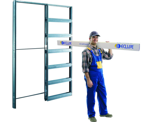 Casetă ușă glisantă Eclisse cu instalator și ambalajul produsului