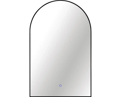 Oglindă baie cu LED Cordia Portal Line Blacklight 50x80 cm ramă neagră IP 44 Oglindă dreptunghiulară cu partea superioară rotunjită
