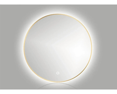 Oglindă baie cu LED Cordia Round Line Blacklight Ø 80 cm ramă aurie senzor Touch IP 44