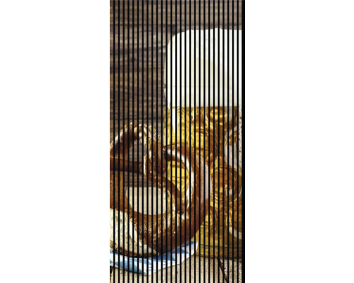 Panou riflaj acustic imprimat digital Bere 1 19x1133x2400 mm Bere și covrigi pe fundal de lemn