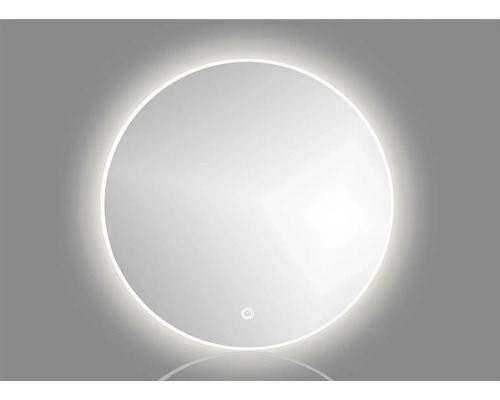 Oglindă baie cu LED Cordia Round Line Blacklight Ø 80 cm ramă albă senzor Touch IP 44