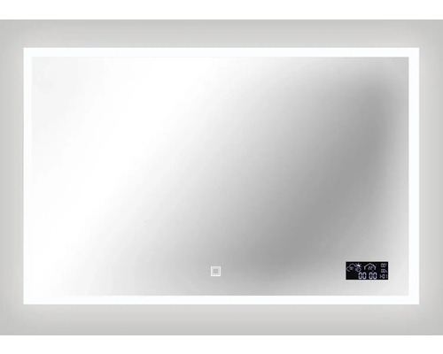 Oglindă de baie dreptunghiulară cu iluminare și afișaj digital