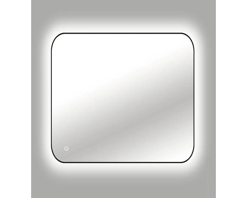 Oglindă dreptunghiulară cu colțuri rotunjite și iluminare cu LED
