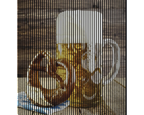 Panou riflaj acustic imprimat digital Bere 1 19x2253x2400 mm Halbă de bere cu covrig pe farfurie albastră