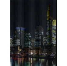 Orizontul orașului Frankfurt pe Main noaptea cu clădiri și râu