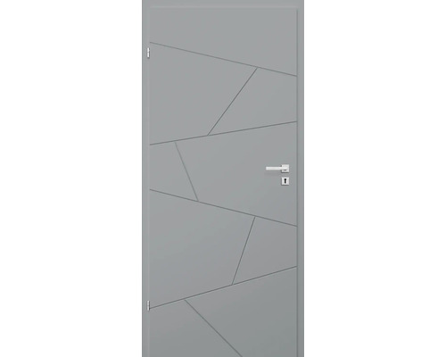 Foaie de ușă Classen gri mat Linea 2.12 MDF 203,5x64,4 cm stânga Ușă interioară gri cu model geometric, mâner și broască