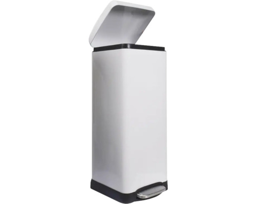 Coș de gunoi pătrat cu pedală și capac deschis