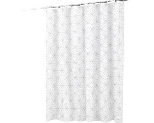 Cortină de duș cu model geometric pe bară de duș