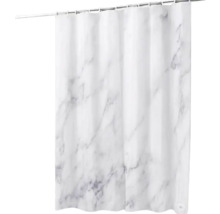 Perdea de duș cu model de marmură pe o bară de duș