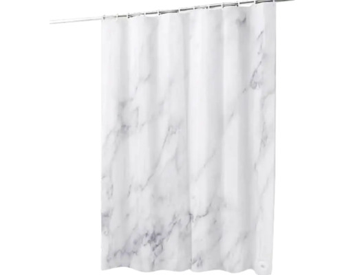 Perdea de duș cu model de marmură pe o bară de duș