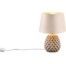 Lampă de masă cu abajur textil și bază decorativă din ceramică
